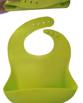 Bavoir silicone souple ajustable avec récupérateur